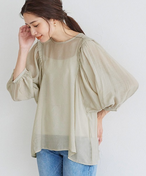 シアーボリュームスリーブブラウス（シャツ/ブラウス）｜Pierrot