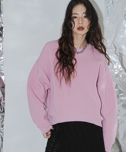 セール】変形アーム前後差カラフルダンボールニット（ニット/セーター