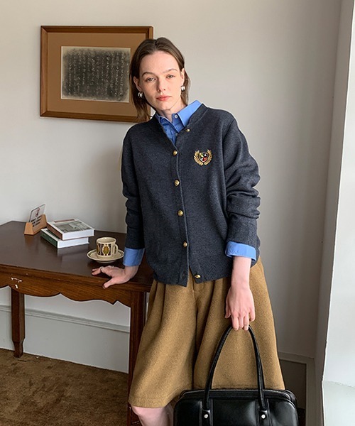 バッジスティッチニットカーディガン FD22S104【Fano Studios