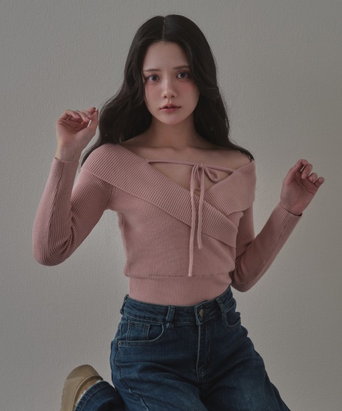 amore ribbon knit tops/アモーレリボンニットトップス（ニット