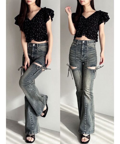 RESEXXY（リゼクシー）の「【追加生産分】カットアウトリボンデニム