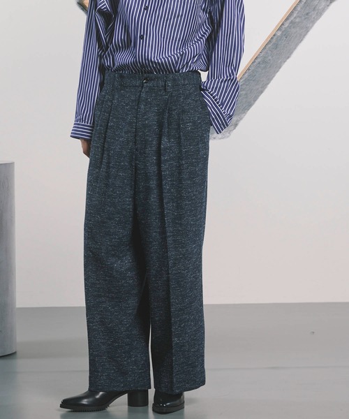 UNISEX》【Italian Dead Stock Fabric】Three-tuck Wide Pants/スリー