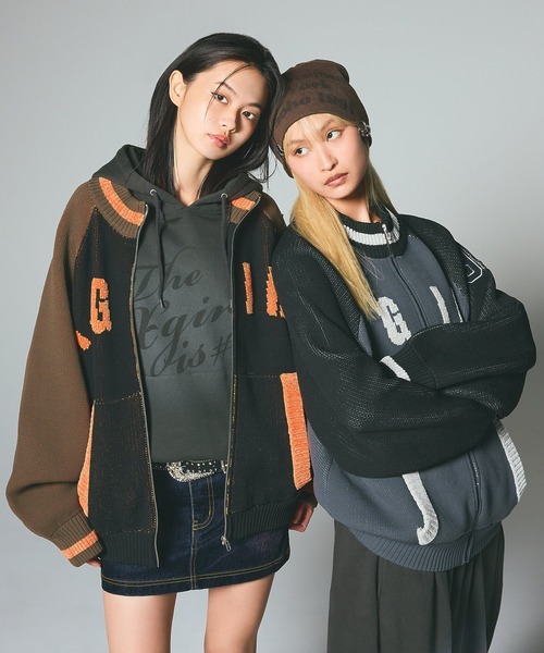 STADIUM KNIT JACKET（ニット/セーター）｜X-girl（エックスガール）の