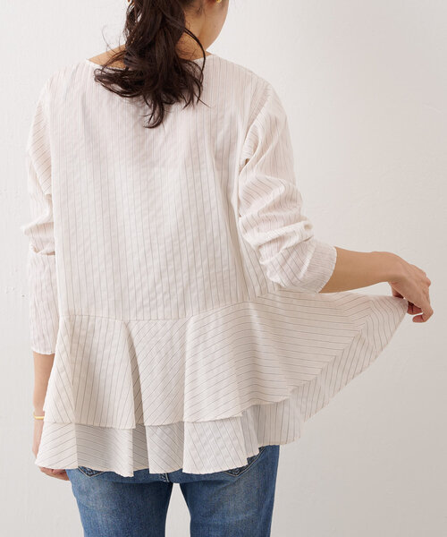 BEARDSLEY（ビアズリー）の「裾フリルストライプブラウス（シャツ