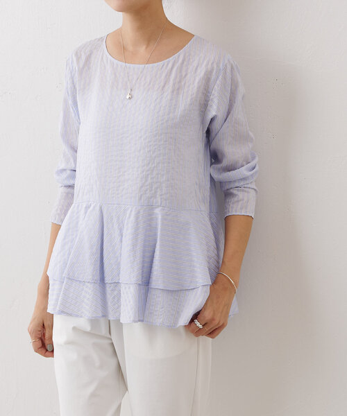 BEARDSLEY（ビアズリー）の「裾フリルストライプブラウス（シャツ