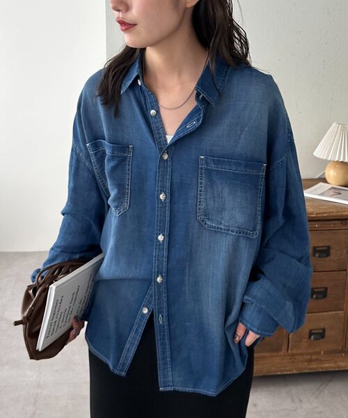 セール】【オールシーズン対応】シアーデニムオーバーシャツ《ユニ
