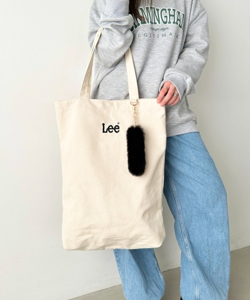 セール】Lee/リー ロゴ刺繍 しっぽファー付き ビッグポケット トート