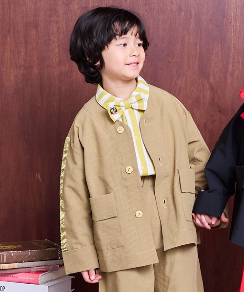 ソデラインノーカラージャケット/セットアップ可（ノーカラー