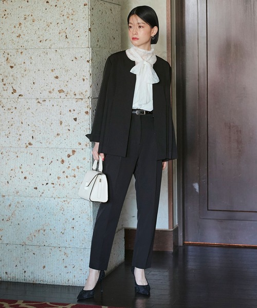 セール】2点セット ｜ サイドプリーツ ジャケット ＆ テーパードパンツ