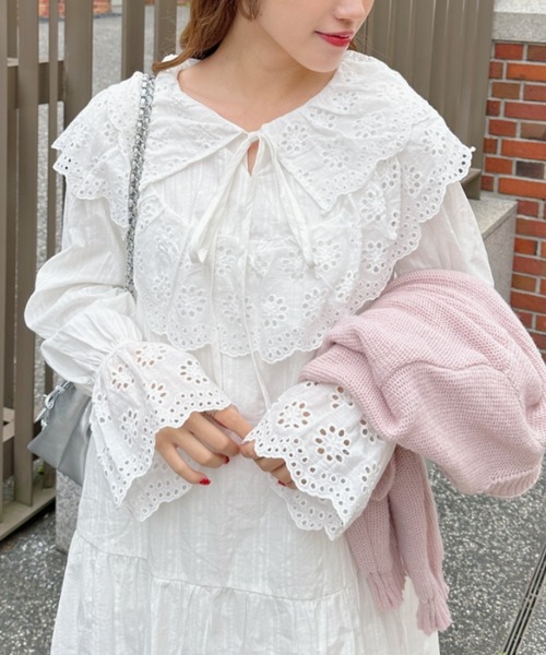 Loueme（ルエム）の「コットンレースフリルワンピース（ワンピース