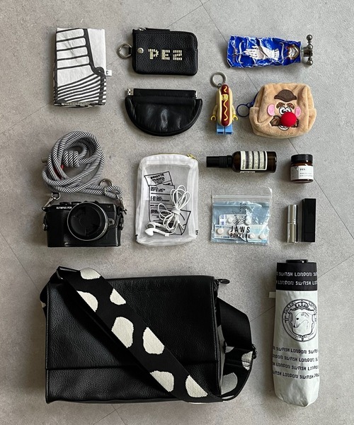 本革/470g》ワイドテープショルダーバッグ/ボディバッグ（ショルダー