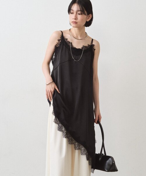 サテンレースアシメキャミ（キャミソール）｜LOUNGEDRESS（ラウンジ