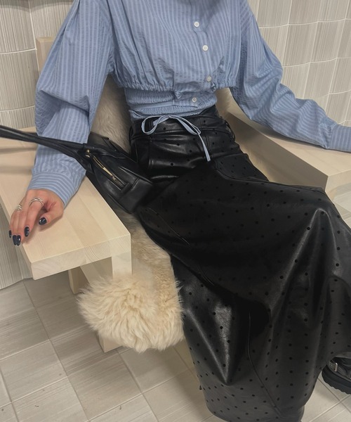 DOT FLOCKY LEATHER SKIRT（スカート）｜Ameri（アメリ）の