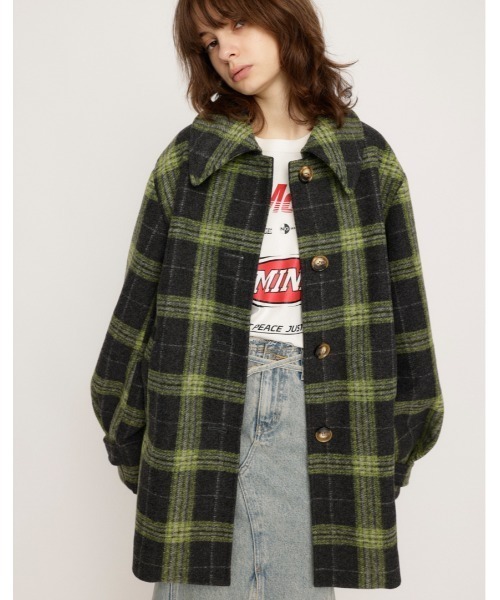 セール】OVER MIDI CHECK COAT オーバー ミディ チェック コート