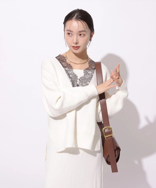 Mystrada（マイストラーダ）の「Vネックレースプルオーバー（ニット