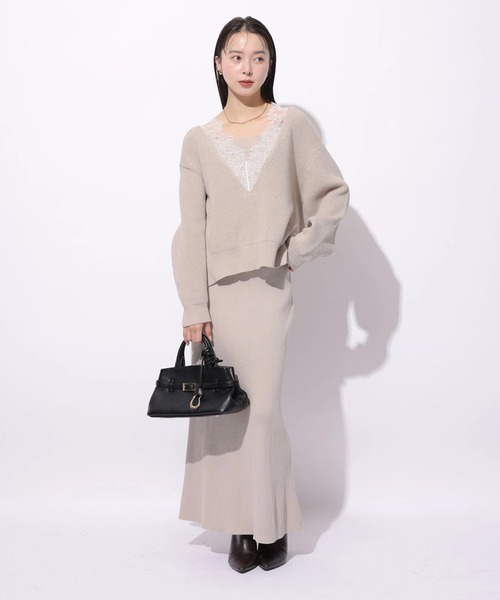 Mystrada（マイストラーダ）の「Vネックレースプルオーバー（ニット