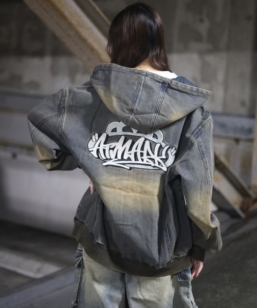 2サイズ展開 / UNISEX 》ATMARKクラウンロゴデニムジャケット（デニム