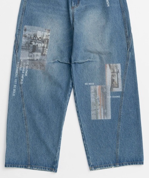 Low Waist Photo Print Denim Pants/ローウエストフォトプリントデニム