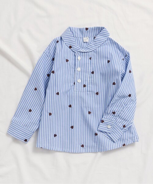 セール】【リンク】ハート刺繍ストライプシャツ（シャツ/ブラウス