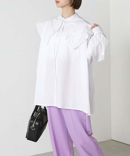 forksy.】2WAYスタンドカラーシャツビックカラーセット(長袖)（シャツ