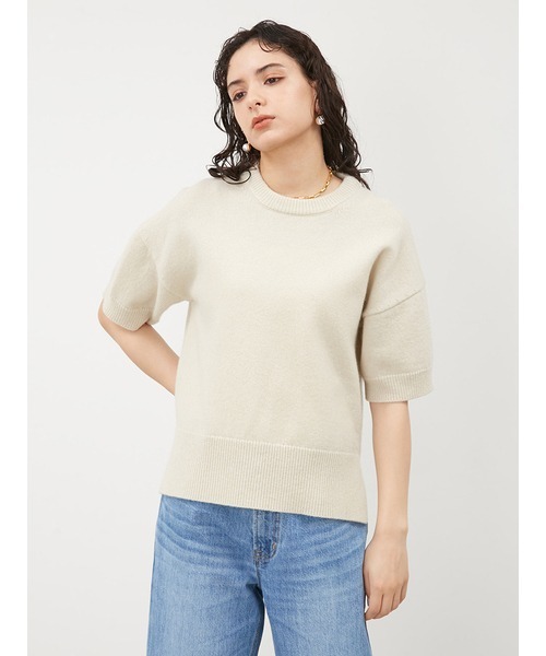 Mila Owen（ミラオーウェン）の「ミドルゲージハーフスリーブニット