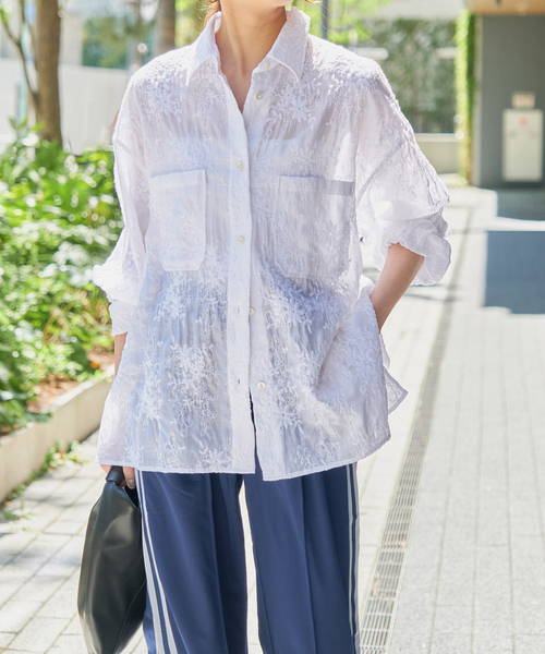 セール】シアーエンブロイダリーシャツ（シャツ/ブラウス）｜Spick