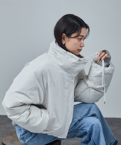 GREENDOWN（グリーンダウン）]クロップドダウンブルゾン/ 撥水加工