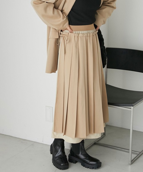 forksy.（フォルクシー）の「【forksy.】膝丈プリーツ巻きスカート