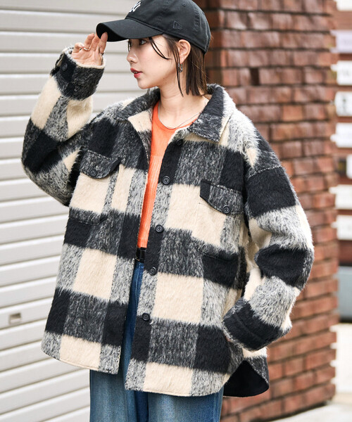 セール】限定展開 チェック シャギー シャツ アウター（その他アウター