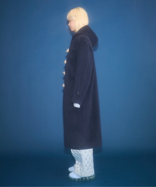 セール】high-neck hooded long duffle coat / ハイフードロング