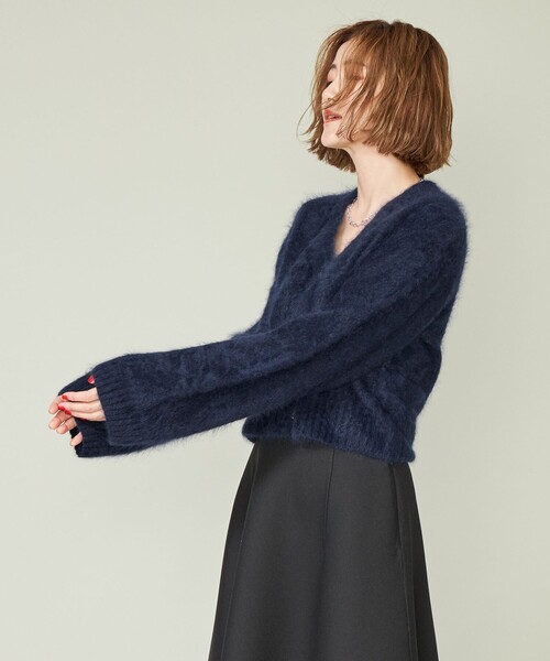 conte（コンテ）の「＜conte＞カシミヤ ファー Vネックカーディガン