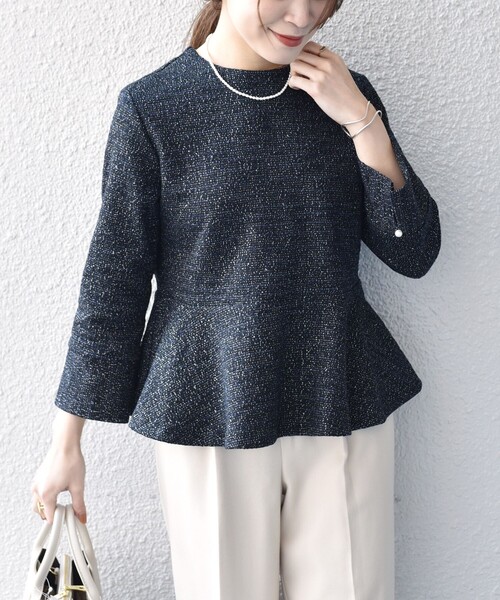 SHIPS（シップス）の「*〈手洗い可能〉ツイードペプラムプルオーバー