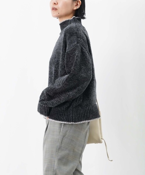 セール】LC/LLL ベロアモール配色プルオーバー/ベロアモールニット