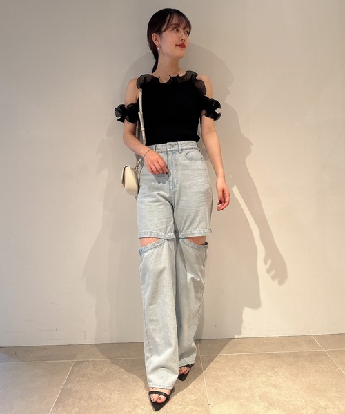 SNIDEL（スナイデル）の「Sustainableプリーツフリルドッキングニット