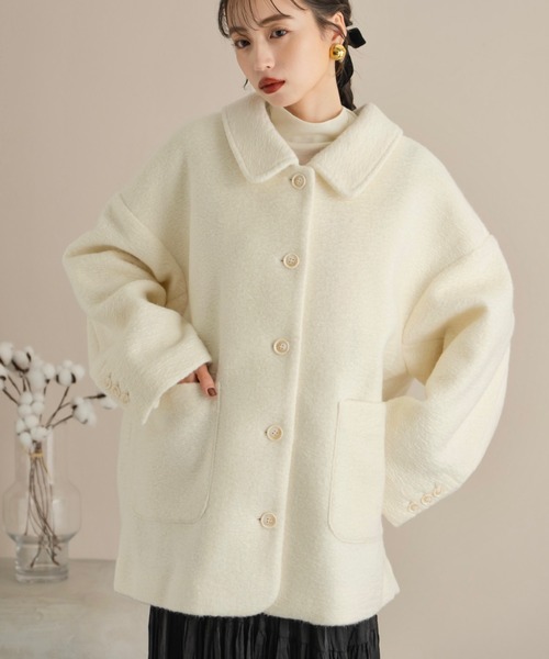 hinari（ヒナリ）の「ステンカラーシャギーミドルコート（その他