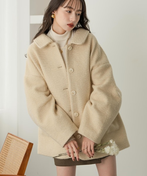 hinari（ヒナリ）の「ステンカラーシャギーミドルコート（その他