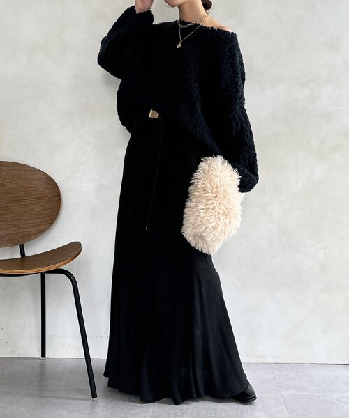 DouDou（ドゥドゥ）の「ウールスラブロービングニット（ニット