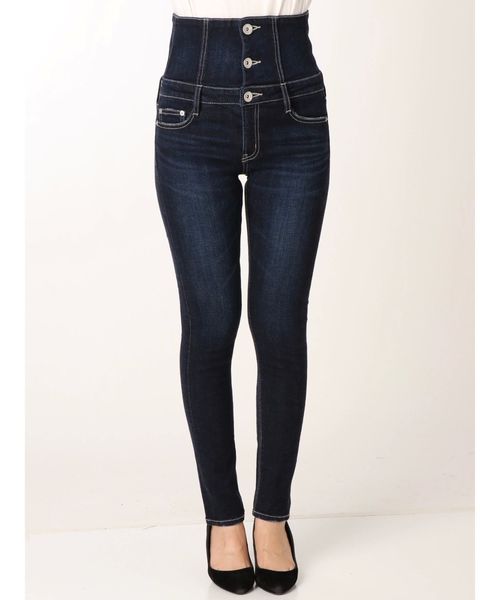 GYDA（ジェイダ）の「ハイウエストボタンスキニーデニムパンツ（デニム