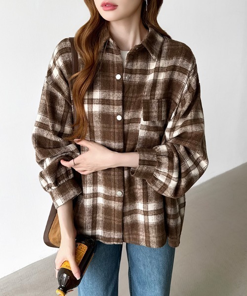 セール】チェックシャツ オーバーサイズ 起毛感シャツ チェック柄