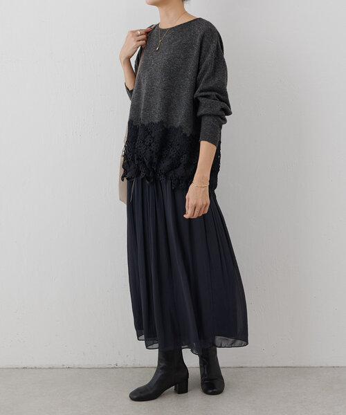 BEARDSLEY（ビアズリー）の「裾レースニット（ニット/セーター）」 - WEAR