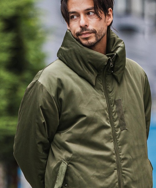 mj10943-ターンバックハイネックミリタリー中綿ジャケット（ミリタリー