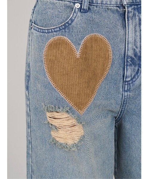 Darich（ダーリッチ）の「ランダムハートパッチワークデニムパンツ