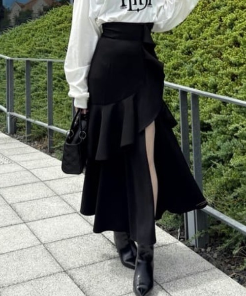 フリルスリットハイウエストスコートショートパンツ 秋服 冬服