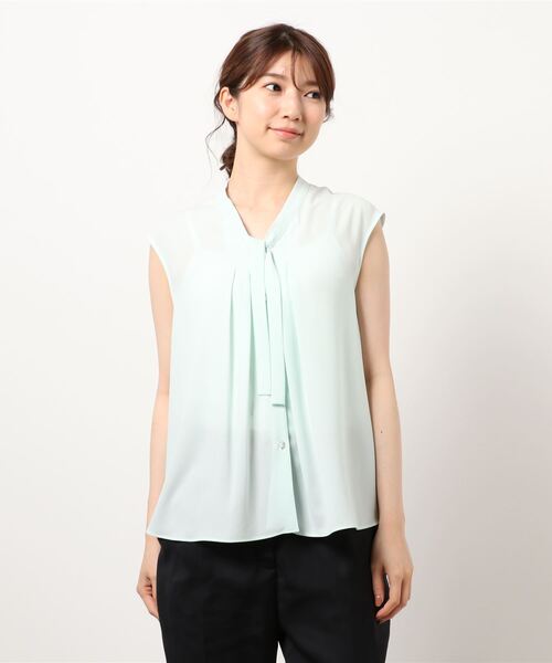 クレープジョーゼットボウタイブラウス