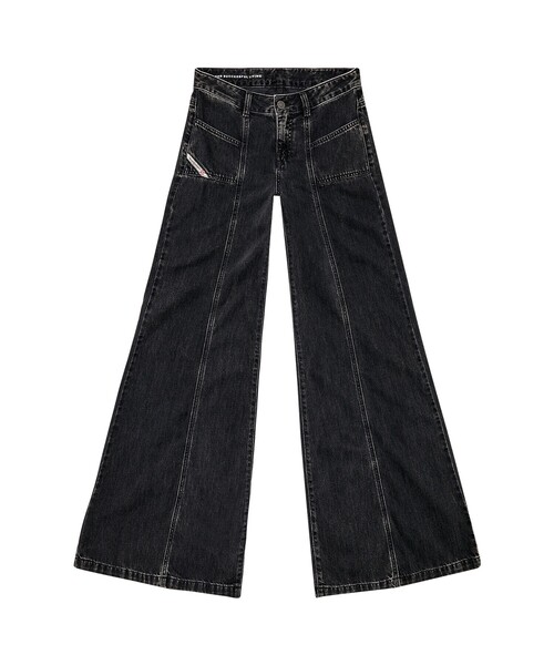 レディース ブラックデニム スリム フレア D-AKII（デニムパンツ