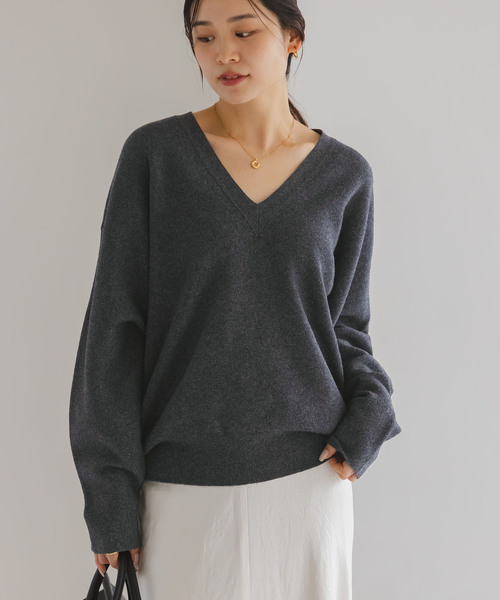 セール】《追加》カシミヤMIXスムースVプルオーバー（ニット/セーター