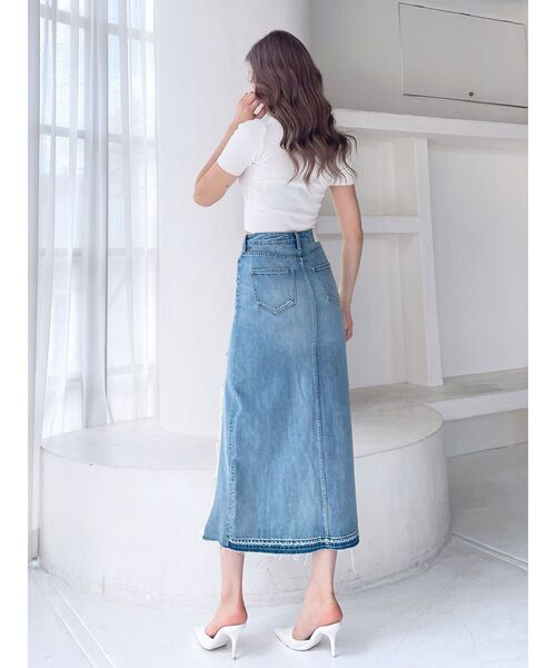 GYDA（ジェイダ）の「ダメージスリット ロングスカートライク デニム
