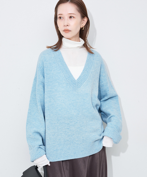 セール】Vネックルーズニットプルオーバー（ニット/セーター）｜SLOBE