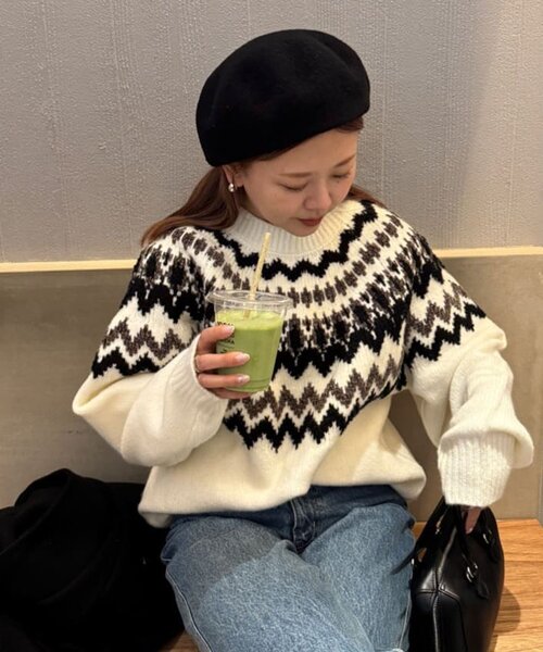 DISCOAT（ディスコート）の「【ユニセックス】求心柄オーバーニット