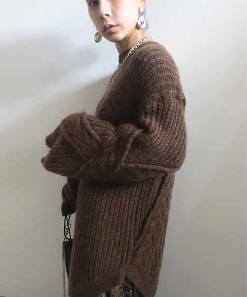 Ameri（アメリ）の「BACK CABLE KNIT（ニット/セーター）」 - WEAR